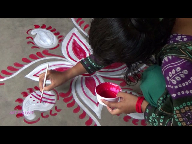 Beautiful alpana rangoli design for festivals and functions