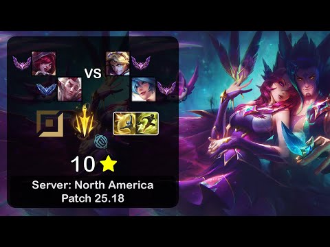Xayah ADC + Rakan vs Ezreal + Sona - NA Master - Patch 25.18