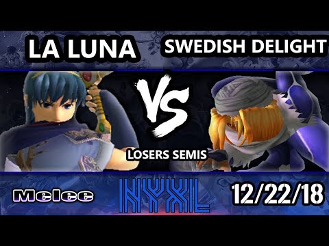 Smash Melee Tournament - La Luna (Marth) Vs. Swedish Delight (Sheik) NYXL SSBM Losers Semis