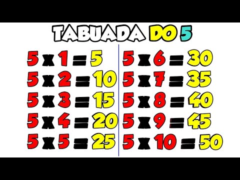 Tabuada do Cinco || Ouvindo e Aprendendo a tabuada de Multiplicação do número 5 || Tabuada do 5