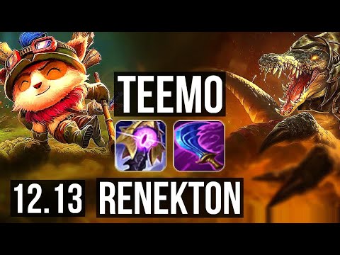 TEEMO vs RENEKTON (TOP) | 900+ games, 4/1/3, 1.0M mastery | KR Diamond | 12.13