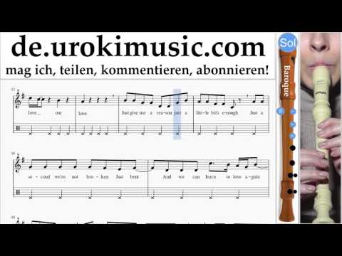 Blockflöte B. Lernen Pink - Just Give Me A Reason Teil#2 Blockflötenunterricht Noten Schule Lied