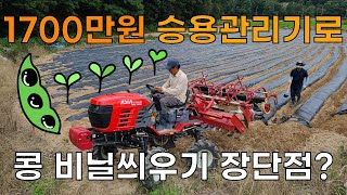 승용관리기로 서리태콩 비닐씌우기 장단점 아세아텍