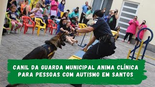 Canil da Guarda Municipal anima clínica para pessoas com autismo em Santos