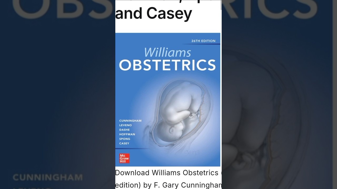 Williams Obstetrics 26th Edition free PDF Download Cunningham, Leveno,  Dashe, Hoffman, Spong, Casey