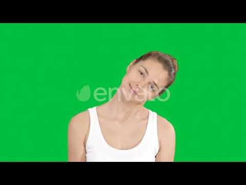 Smiling Woman Relaxing Her Neck Muscles Doing Stretching | Stock Footage - Videohive