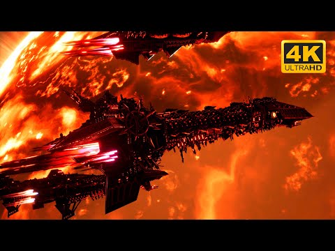 Black Legion vs Necrons - Skalgrim Mod - 4K Quality - Battlefleet Gothic Armada 2