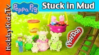 George Pig Stuck in Play-Doh Mud! Mouse Fix-It Family Peppa by HobbyKidsTV