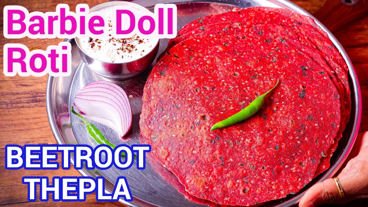 Healthy Beetroot Thepla Recipe | Barbie Doll Pink Roti - For Kids - Travel Friendly Beetroot Thepla