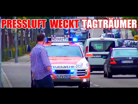😱  PRESSLUFT HORN vom NOTARZT WECKT TAGTRÄUMER  😱 | 🚨  Einsatzfahrt Porsche NEF  🚨