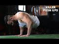 KILLER PUSH UP WORKOUT FOR CHEST SHOULDERS & ARMS - Follow Along Home Push Up Workout (No Equipment)