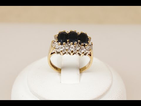 9ct Gold Sapphire & Cubic Ziconia Ring    3765