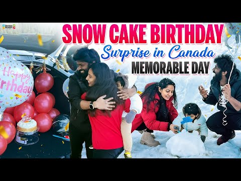 Snow Cake Birthday Surprise in Canada | Memorable Day with Spandana Sai