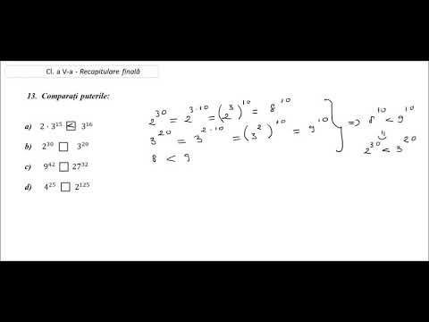 Cl  a V-a - Recapitulare finală  - ex. 13 -  Comparați puterile:   a)    2⋅3^15  si  3^16