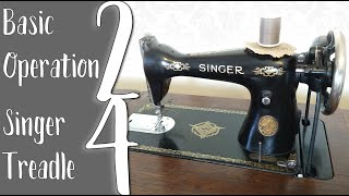 Singer 15 Treadle Sewing Machine Basic Operation :: threading, needle, bobbin, stitch length