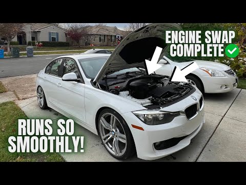 BMW F30 ENGINE SWAP!! (PART 3) (NEW ENGINE IS IN!)