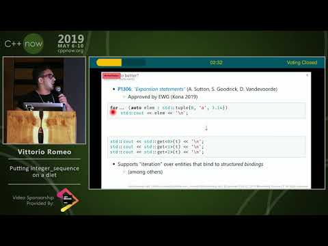Lightning Talk: Putting `integer_sequence` on a diet - Vittorio Romeo - C++Now 2019