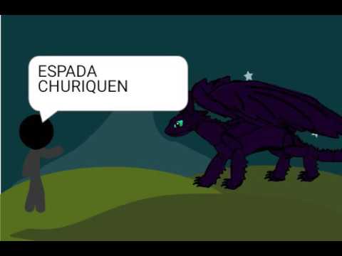 Pelea con dragón y espada shuriquen