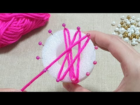 Awesome Flower Craft Idea with Woolen - Hand Embroidery Design - Amazing Trick - Super Easy Flower