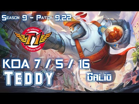 SKT T1 Teddy GALIO vs JANNA Supp - Patch 9.22 KR Ranked