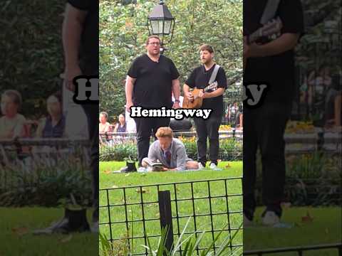 Reading Hemingway in the park #funny #park #guitar