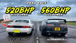 STREET SAVAGES.. 520HP K SWAPPED MR2 v 560HP TOYOTA SUPRA