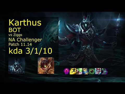 Karthus Bot vs Ziggs - NA Challenger 3/1/10 Patch 11.14 Gameplay