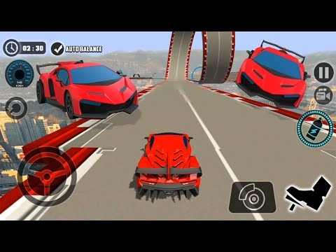 Impossible Car Tracks 3D - Red Sport Car Driving Simulator Stunts Levels 1 to 9 Completed Gameplay