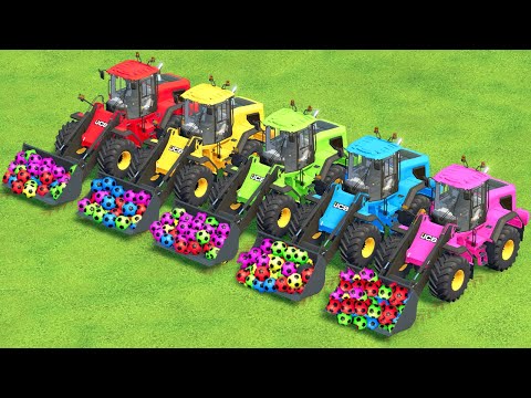 MINI SOCCER BALL TRANSPORTATION WITH TRACTOR AND JCB LOADER - Farming Simulator 22