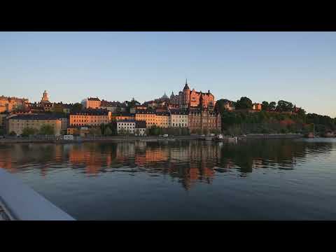 Sweden, Stockholm, SJ double decker train spotted at sunset