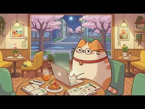 Mochi Cat's Pink Spring Café 💖 Chill Lofi for Study 📚 Cozy Lofi Beats for Focus & Relaxation
