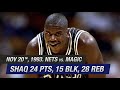 NBA Throwback Nov 20 1993 Nets Vs Magic Game Highlights Shaq Monster TD 24 Pts 15 Blk 28 Reb