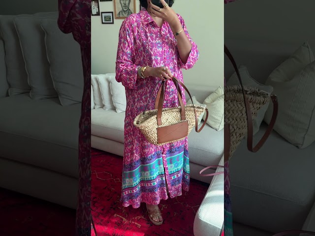 فستان ملمس قطني بالون الوردي و الازرق من الاسفل طو...