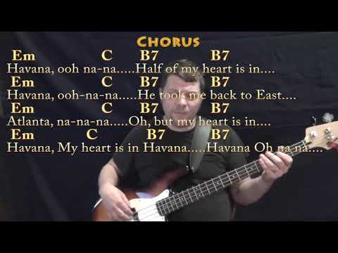 Havana (Camila Cabello) Bass Guitar Cover Lesson in Em with Chords/Lyrics - Em C B7