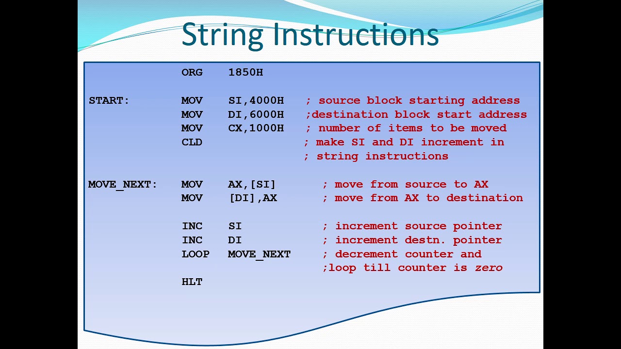 Lecture 11 8086 String Instructions