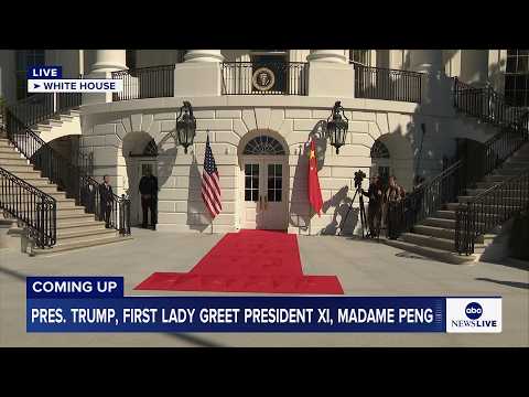 President Trump greets Chinese President Xi Jinping at the White House