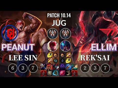 LGD Peanut Lee Sin vs T1 Ellim Rek'Sai Jungle - KR Patch 10.14