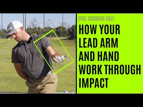 Part of a video titled GOLF: How Your Lead Arm And Hand Work Through Impact - YouTube