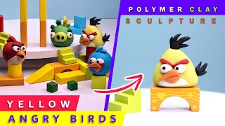 Sculpting Angry birds CHUCK (yellow) Diorama with polymer clay, the full action figure process