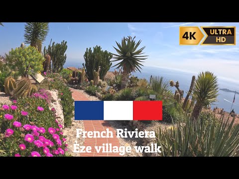 [4K] France 🇫🇷 Èze village | Le Jardin Exotique | hilltop medieval village in the south of France
