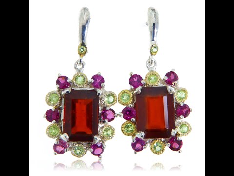 Cercei Argint 925 Accente Aurite Rodolit Hesonit Naturale Cubic Zirconia - Eleganta si Contrast