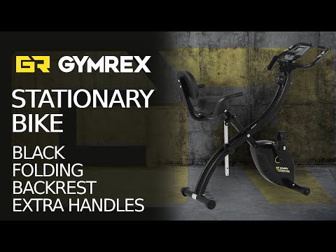 video - Stationary Bike - folding - backrest - extra handles - black