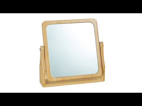 Miroir maquillage en bambou Marron - Argenté - Bambou - Verre - 27 x 27 x 7 cm