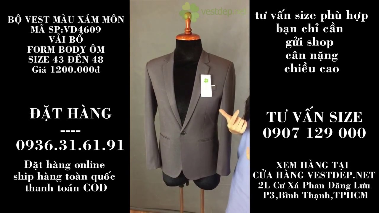 Video Vest Nam Màu Xám Môn Cao Cấp