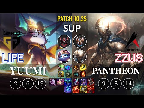 GEN Life Yuumi vs ASP Zzus Pantheon Sup - KR Patch 10.25
