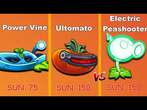 ULTOMATO vs ELECTRIC PEASHOOTER vs POWER VINE  - Who Will Win ? PvZ2 Plant vs Plant