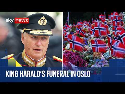 Thousands line streets during funeral for King Harald