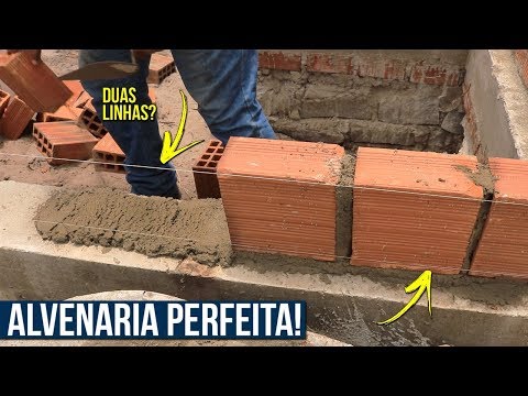 COMO ASSENTAR TIJOLOS COM DUAS LINHAS! PRA INICIANTES FAZER ALVENARIA PERFEITA - NO PRUMO E ALINHADA