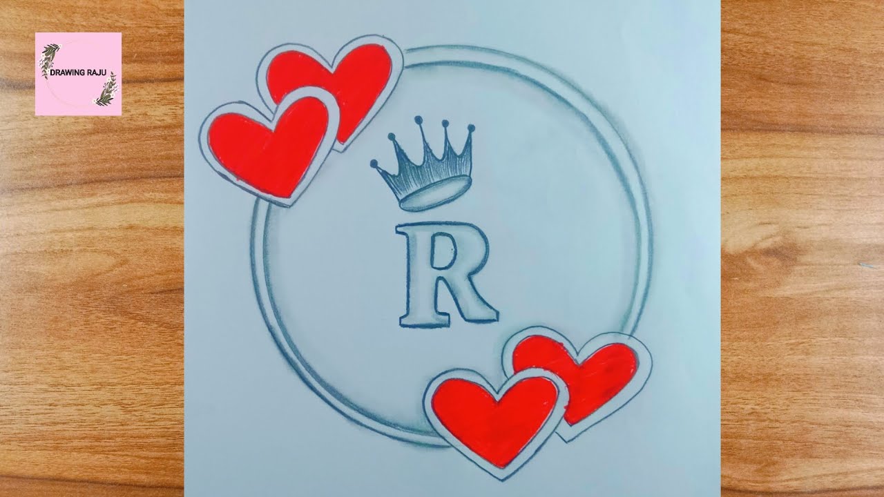 How to draw a R letter love circle drawin ||easy R letter  drawin easy pencil sketch for beginners