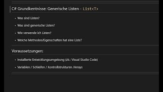 C# Grundkentnisse: generische Listen